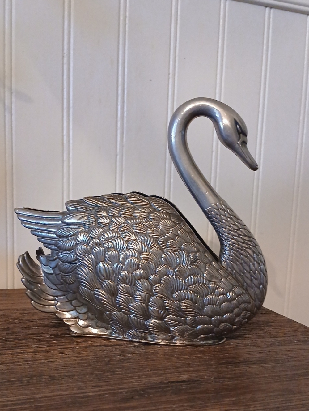 Vintage Godinger Swan Napkin Holder Mail Holder Silver Plated Metal Decor